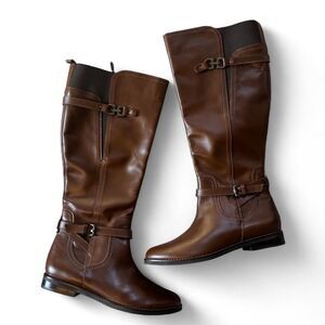 Hush Puppies Women's Brown Riding Style Buckle Boots